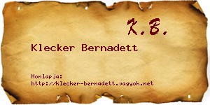 Klecker Bernadett névjegykártya